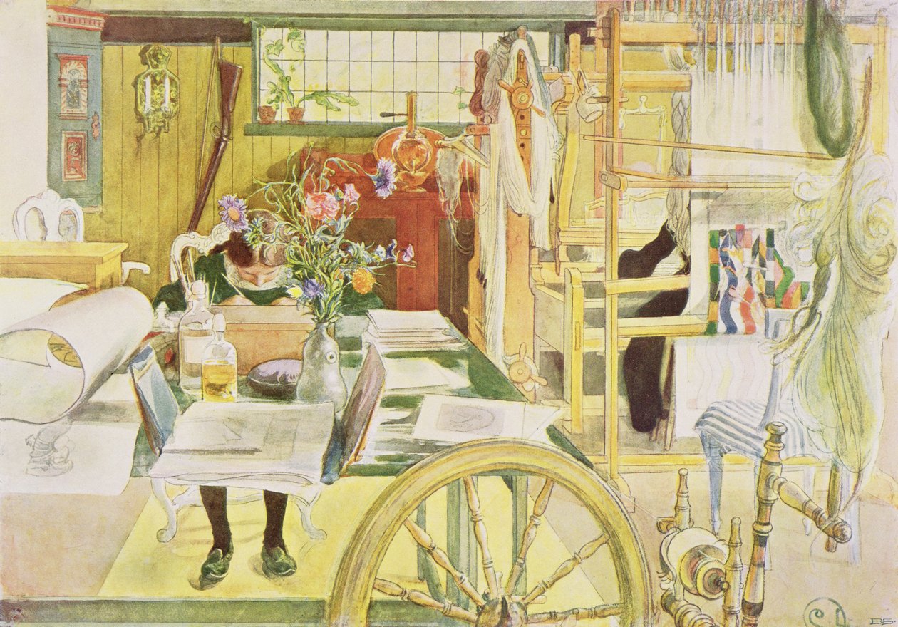 Dílna, hospoda. v "Last Licht Hinten" ("Let in More Light"), 1909 od Carl Larsson