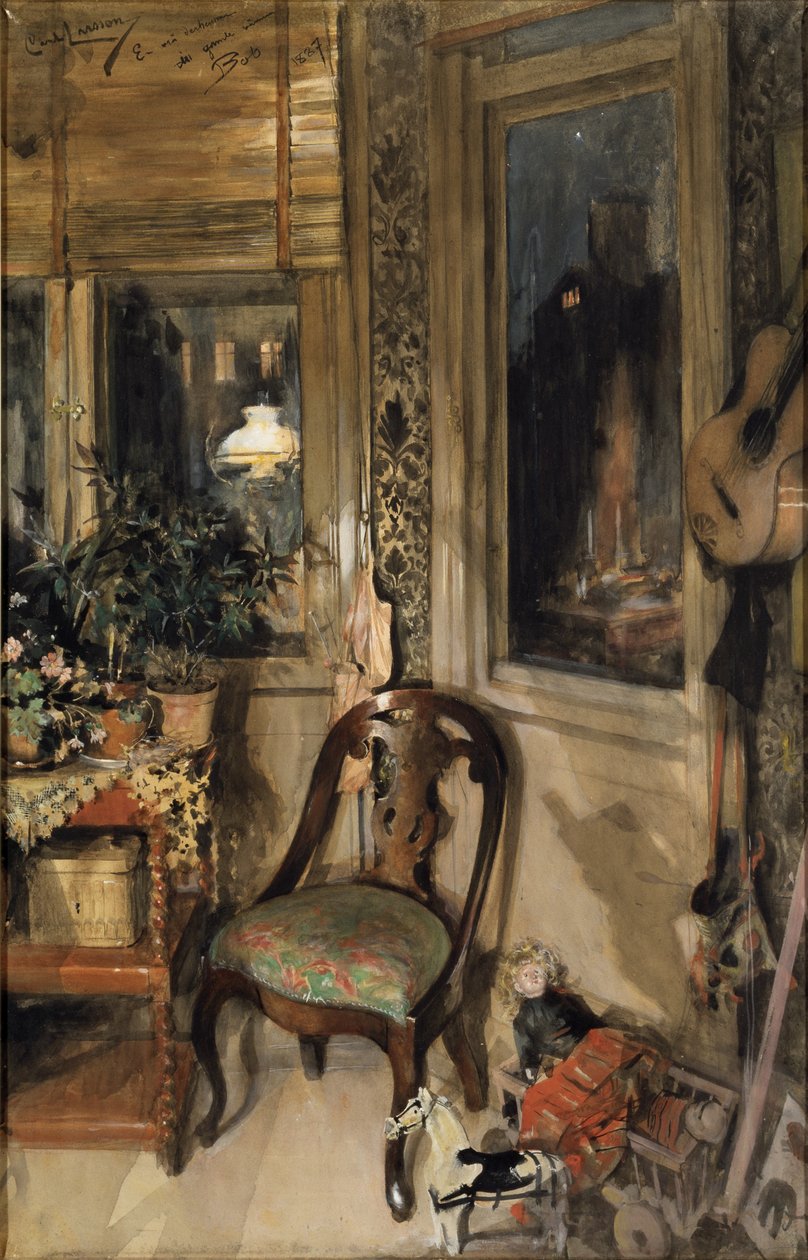 Hračky v rohu (wc na papíře) od Carl Larsson