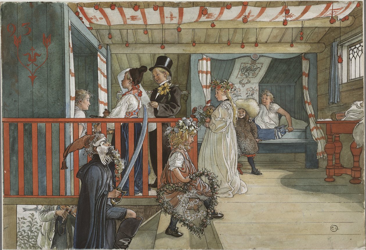 Un jour de fete - Den oslav, Larsson, Carl (1853-1919). Akvarel na papíře od Carl Larsson