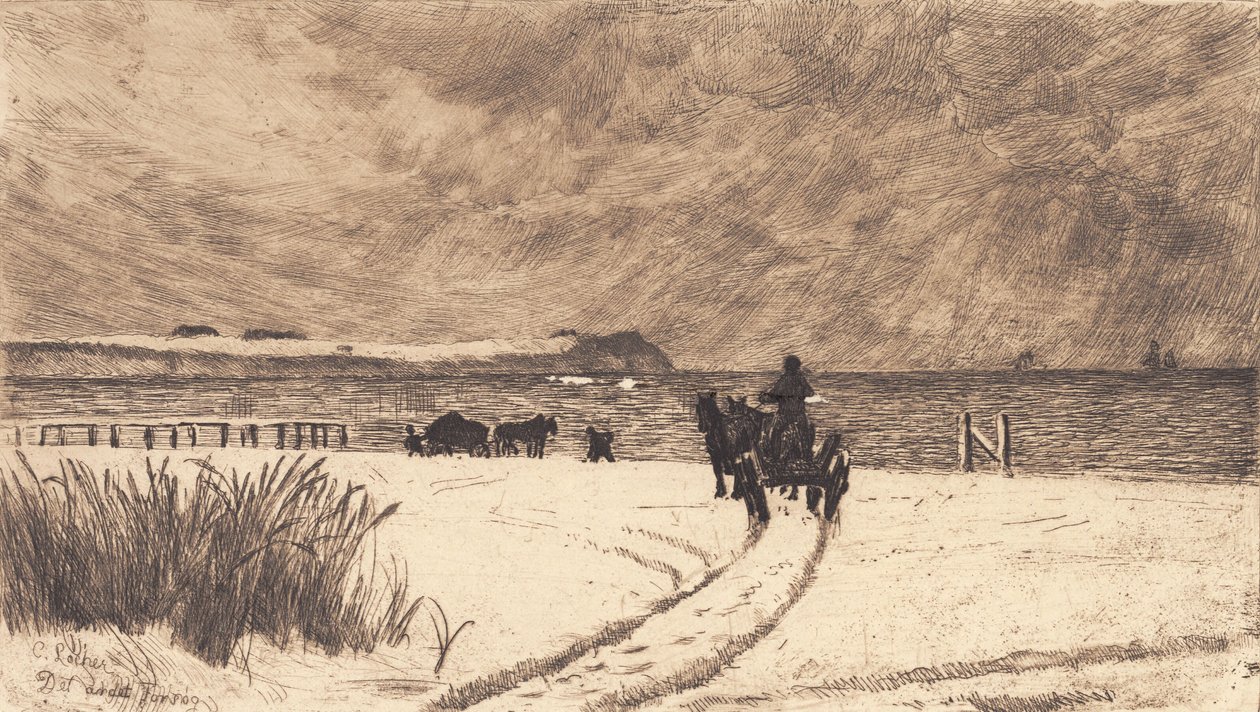 Zimní den v Hornbæk od Carl Locher