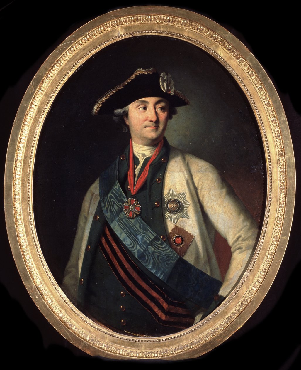 ""Portrait du comte Alexei Grigorievitch Orlov (1737-1808), commandant des Navales Russes"" (Portrét vrchního velitele flotily hraběte Alexey Grigoryevich Orlov z Chesmy (1737-1808)) Peinture de Carl Ludwig Johann Christineck (1732/3-17 od Carl Ludwig Christinek