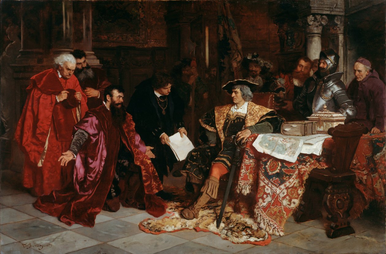 Císař Maxmilián přijímá benátské velvyslance ve Veroně, 1879. od Carl Ludwig Friedrich Becker