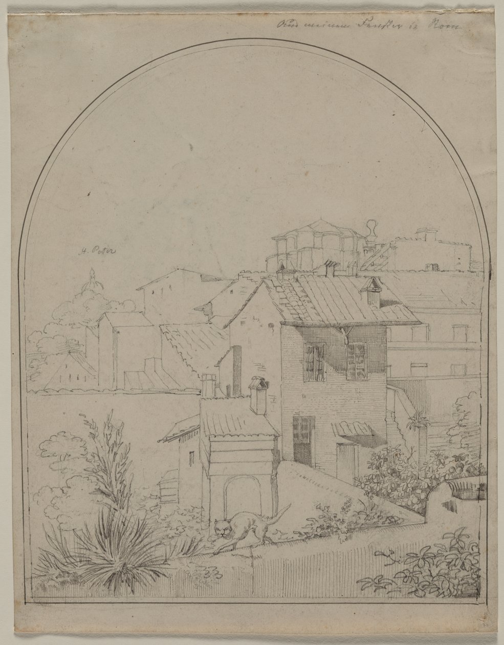 Pohled z mého okna v Římě (recto) od Carl Ludwig Tischbein