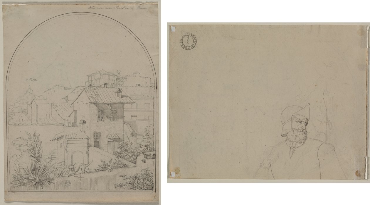 Pohled z mého okna v Římě (recto) Voják v krajině (verze) od Carl Ludwig Tischbein
