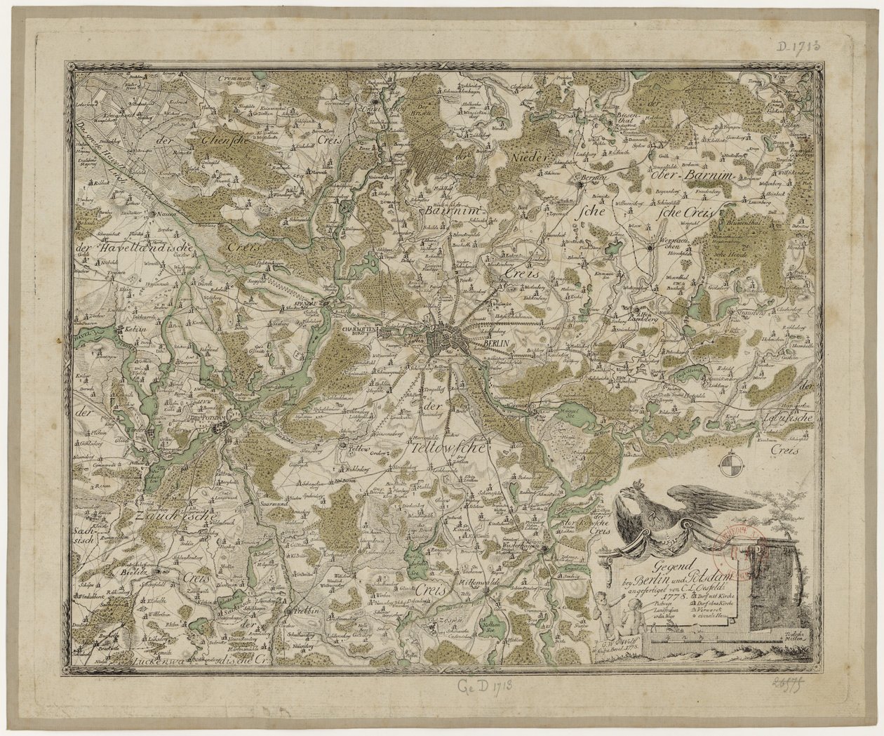Oblast u Berlína a Postupimi (col.) - Oesfeld 1778 od Carl Ludwig von Oesfeld