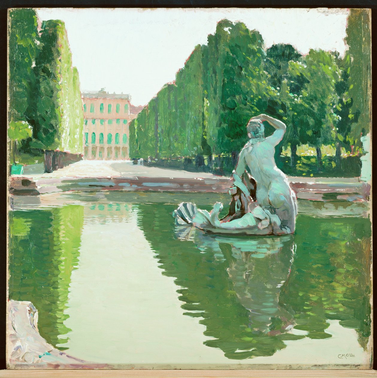Krásná fontána v parku Schönbrunn -1910 ... (malba na plátně) od Carl Moll