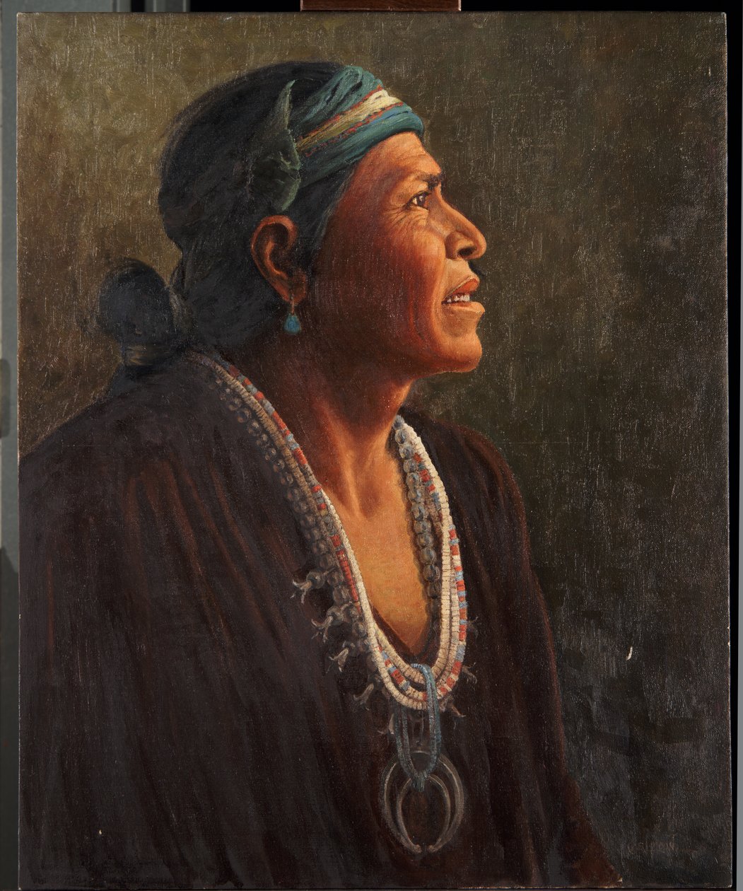 Ta-otza-begay, také nazývaný Meguelito, Navajo Medicine Man (olej na plátně připevněném na panelu) od Carl Moon