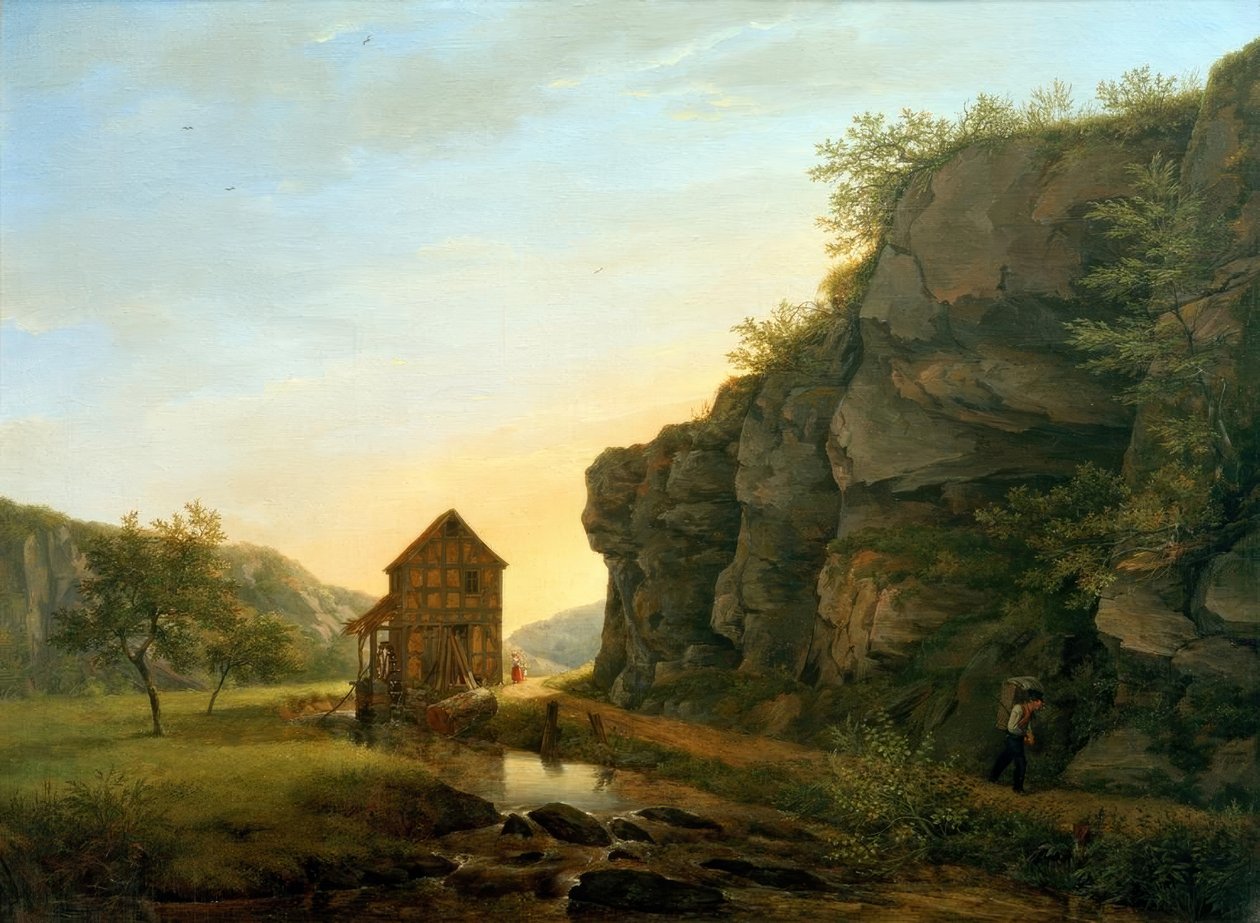 Řezací mlýn v Lorsbacher Tal na Teufelsfelsen od Carl Morgenstern