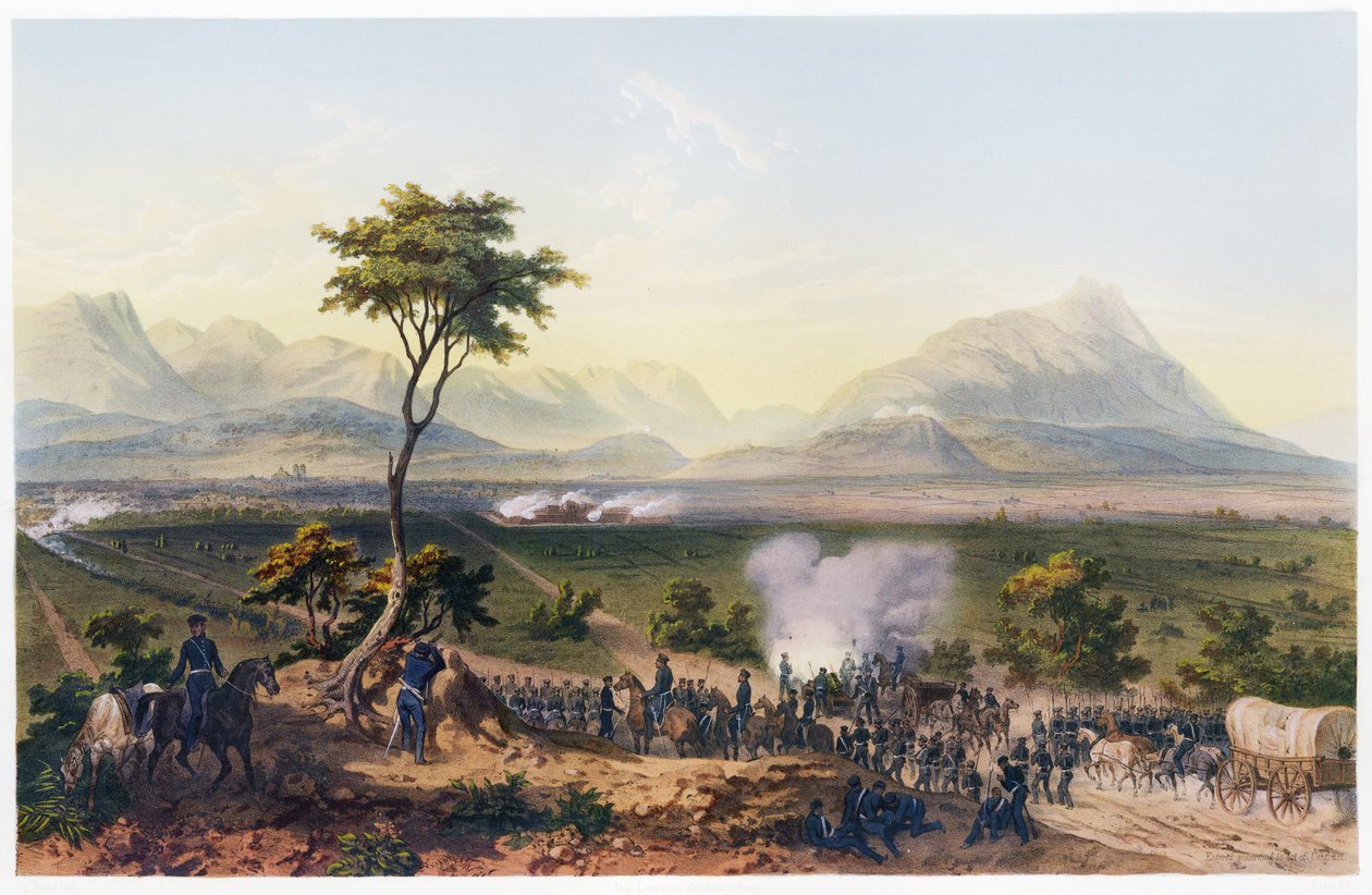 Capture of Monterey, z Války mezi Spojenými státy a Mexikem, hospoda. 1851 (barevná litografie) od Carl Nebel