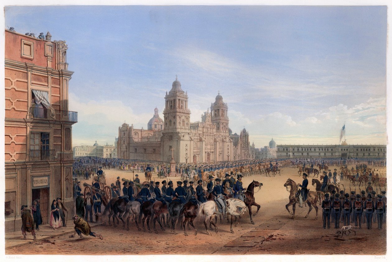 Vchod generála Scotta do Mexico City, hospoda. 1851. od Carl Nebel