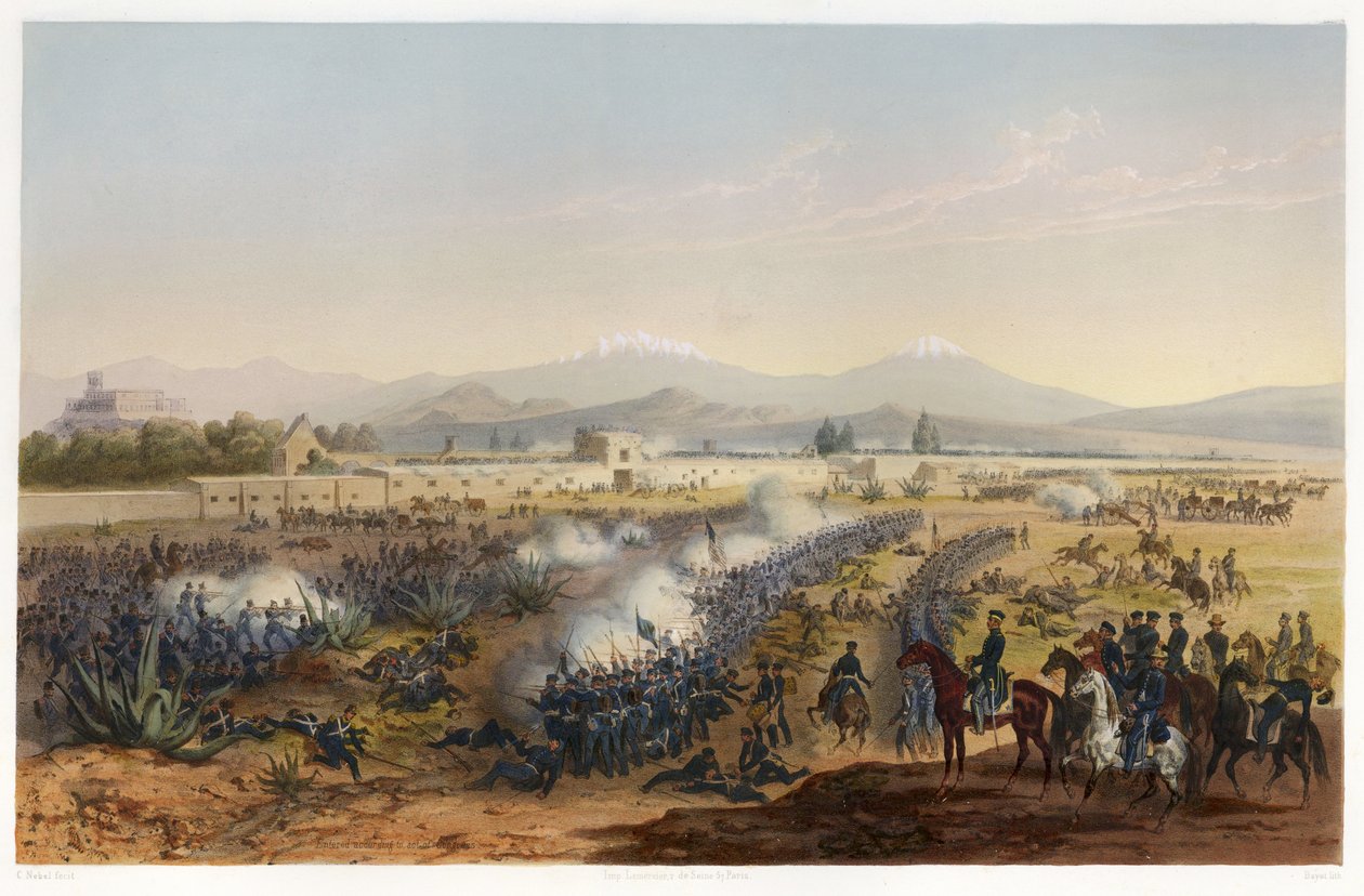 Molino del Rey - útok na Molino, z Války mezi Spojenými státy a Mexikem, hospoda. 1851 (barevná litografie) od Carl Nebel