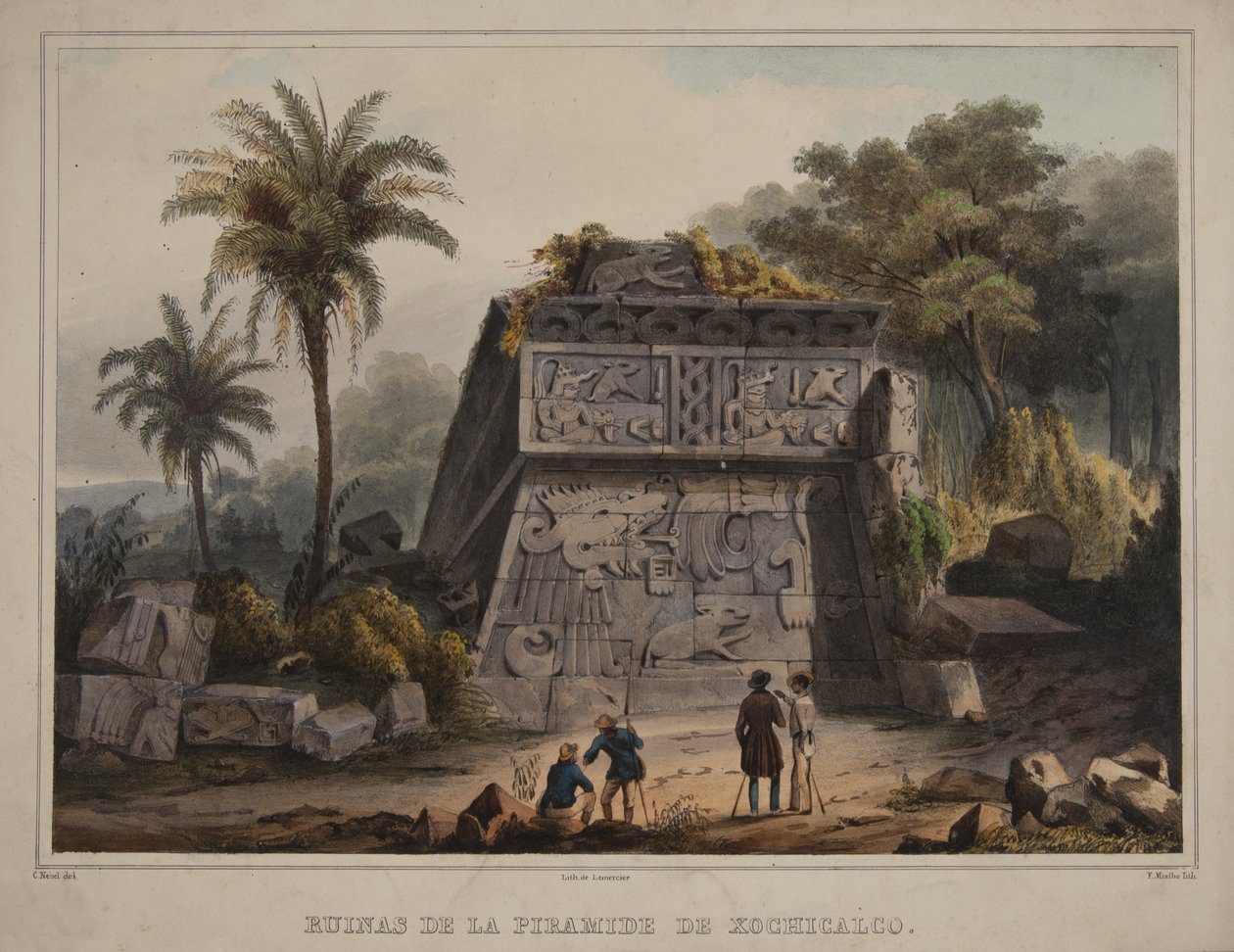 Ruiny pyramidy Xochicalco od Carl Nebel