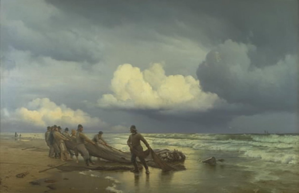 Rybáři táhnou za mokra na Skagen Nordstrand od Carl Neumann