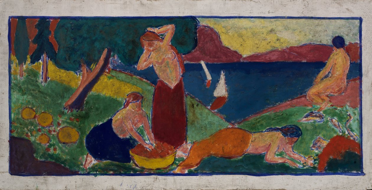 Ženy v krajině s modrým okrajem, před rokem 1932. od Carl Newman