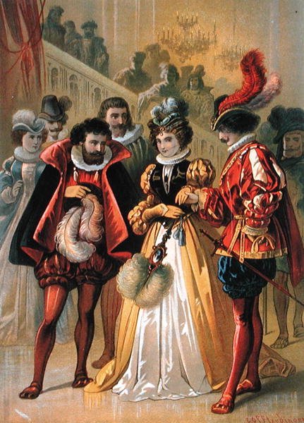 Popelka na plese, ilustrace k „Popelce“ od Charlese Perraulta (1628-1703) (barevná rytina) od Carl Offterdinger