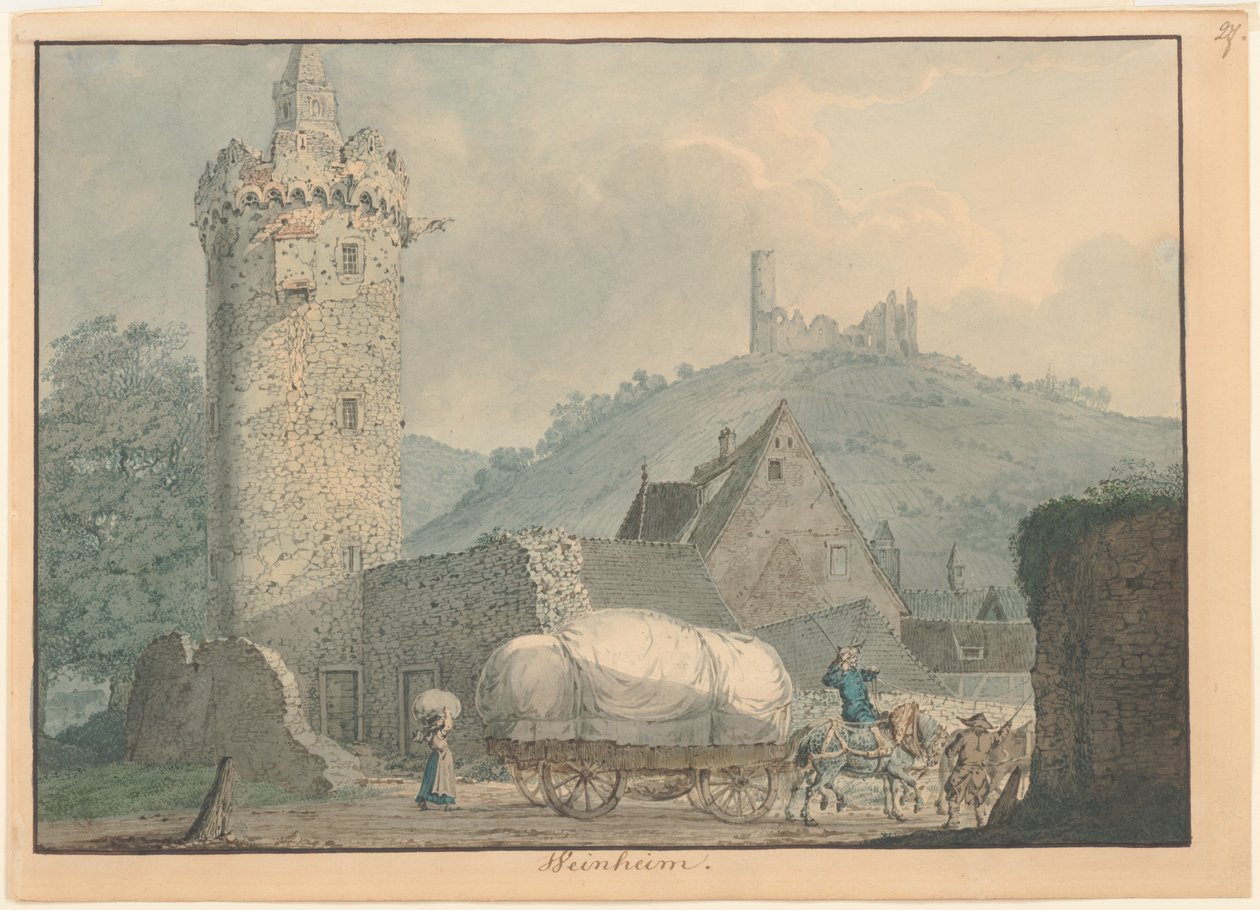 Pohled na Weinheim na řece Neckar od Carl Philipp Fohr