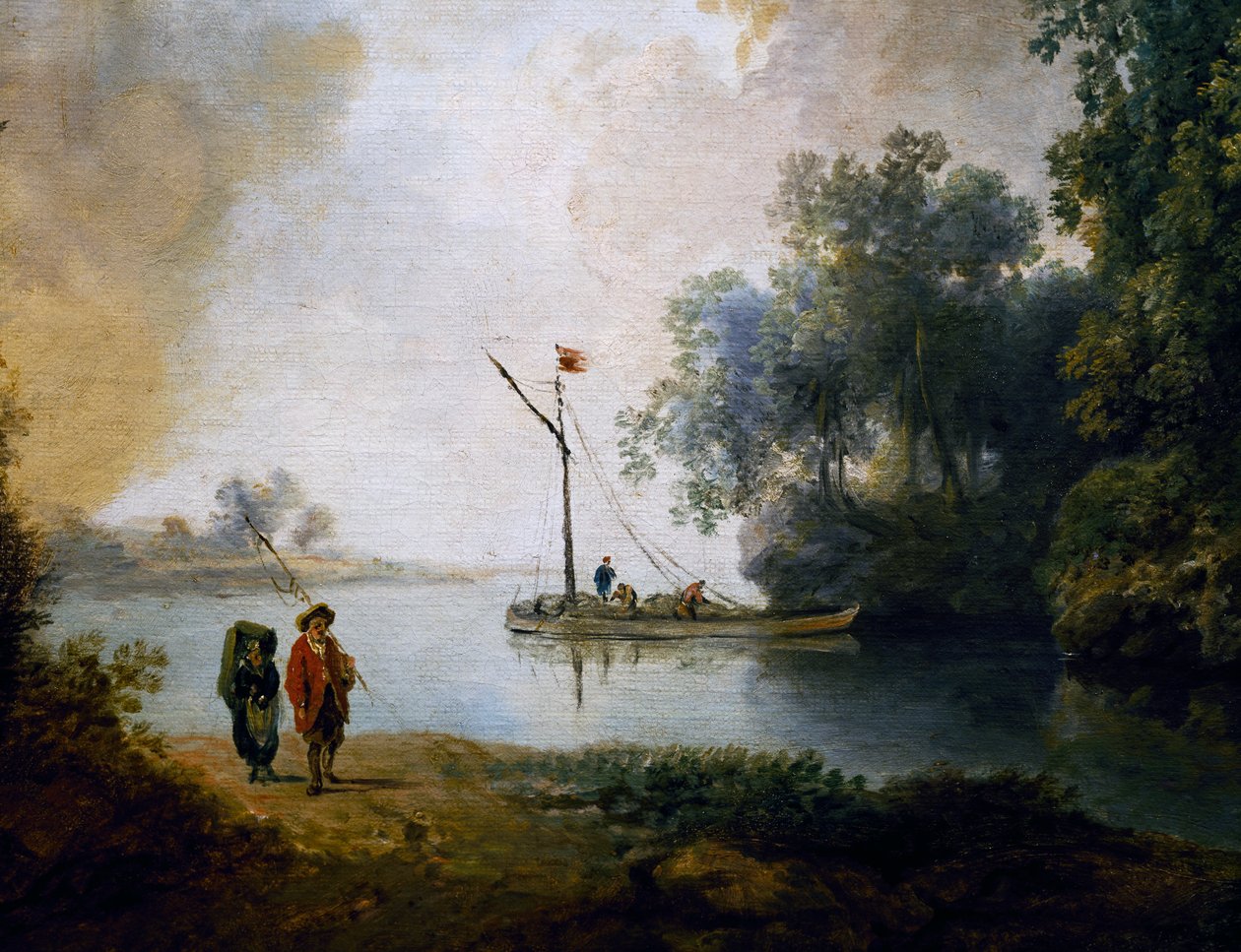 Krajina s řekou, cca 1780, Carl Philipp Schallhas (1767-1797), detail, Maďarsko od Carl Philipp Schallhas