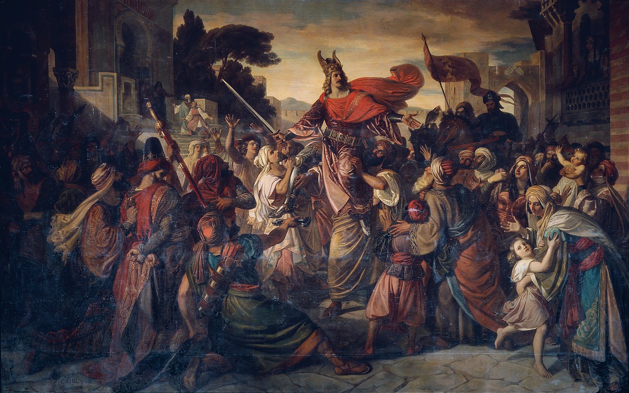 Přijetí Manfreda (1231-1266) Saracény v Lucerii v roce 1254 od Carl Rahl