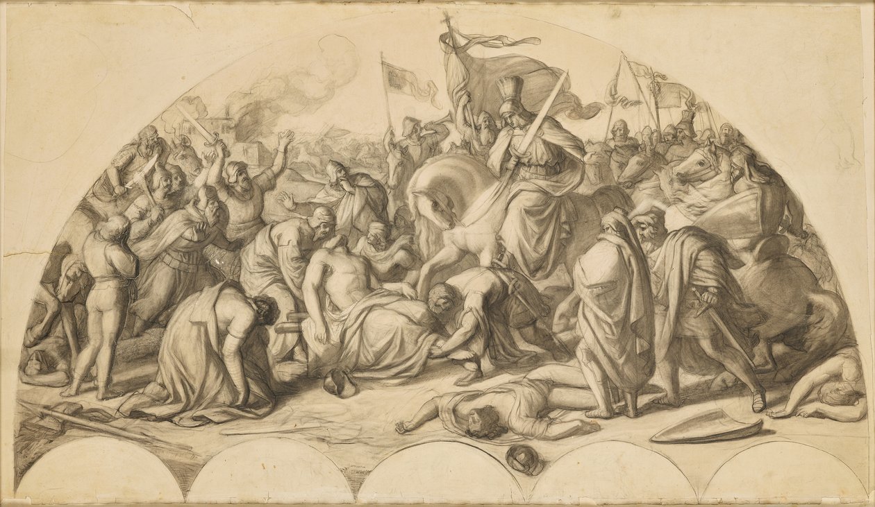 Rudolf I. Habsburský u mrtvoly Přemysla Otakara II od Carl Rahl