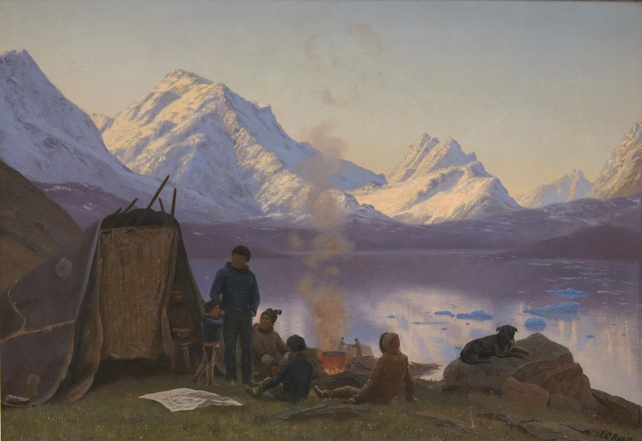 Grónská osada u fjordu. Léto od Carl Rasmussen