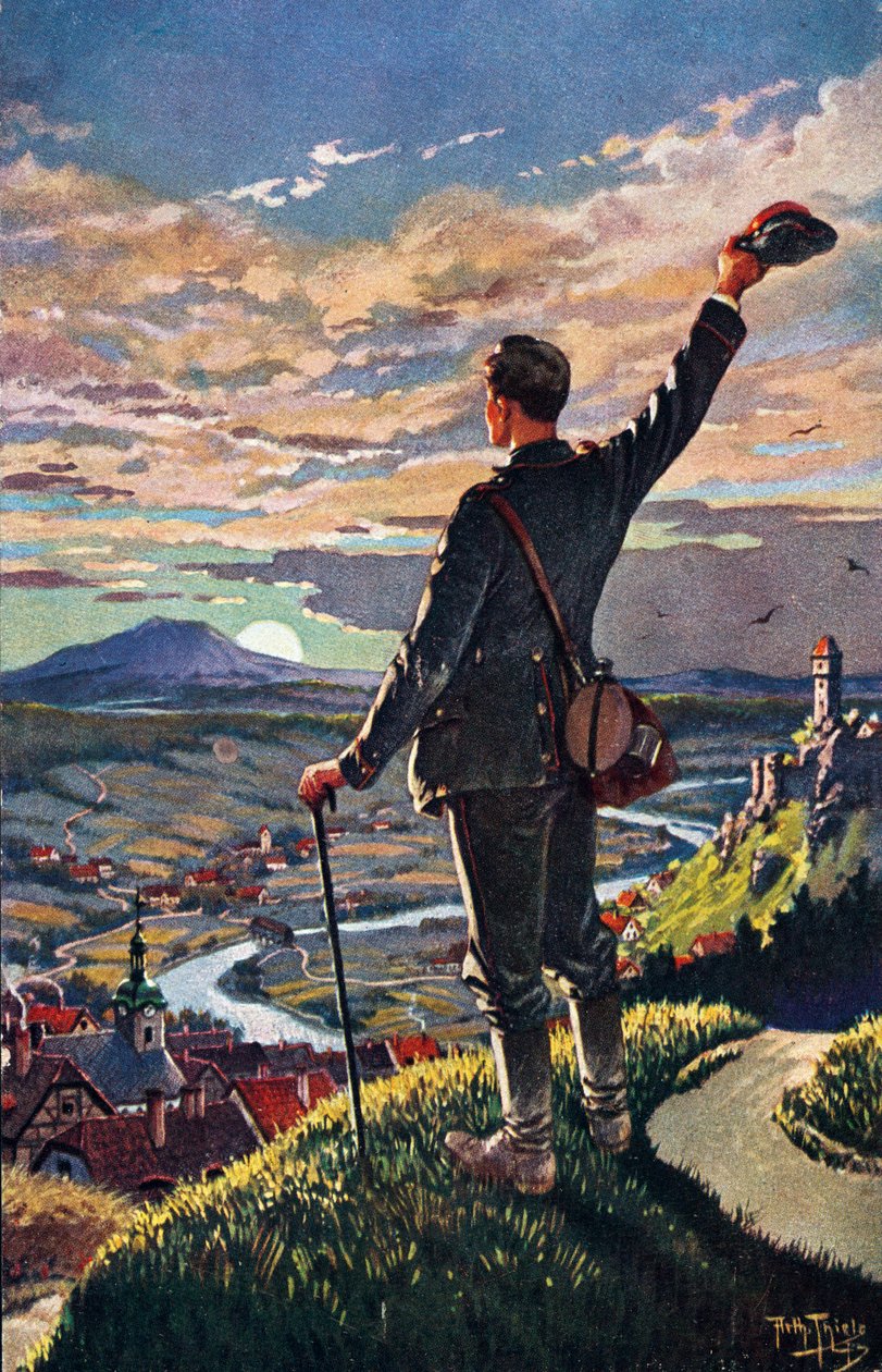 NÁVRAT VOJÁKA DOMU - ilustrace Carl Robert Arthur Thiele 1860-1936 od Carl Robert Arthur Thiele