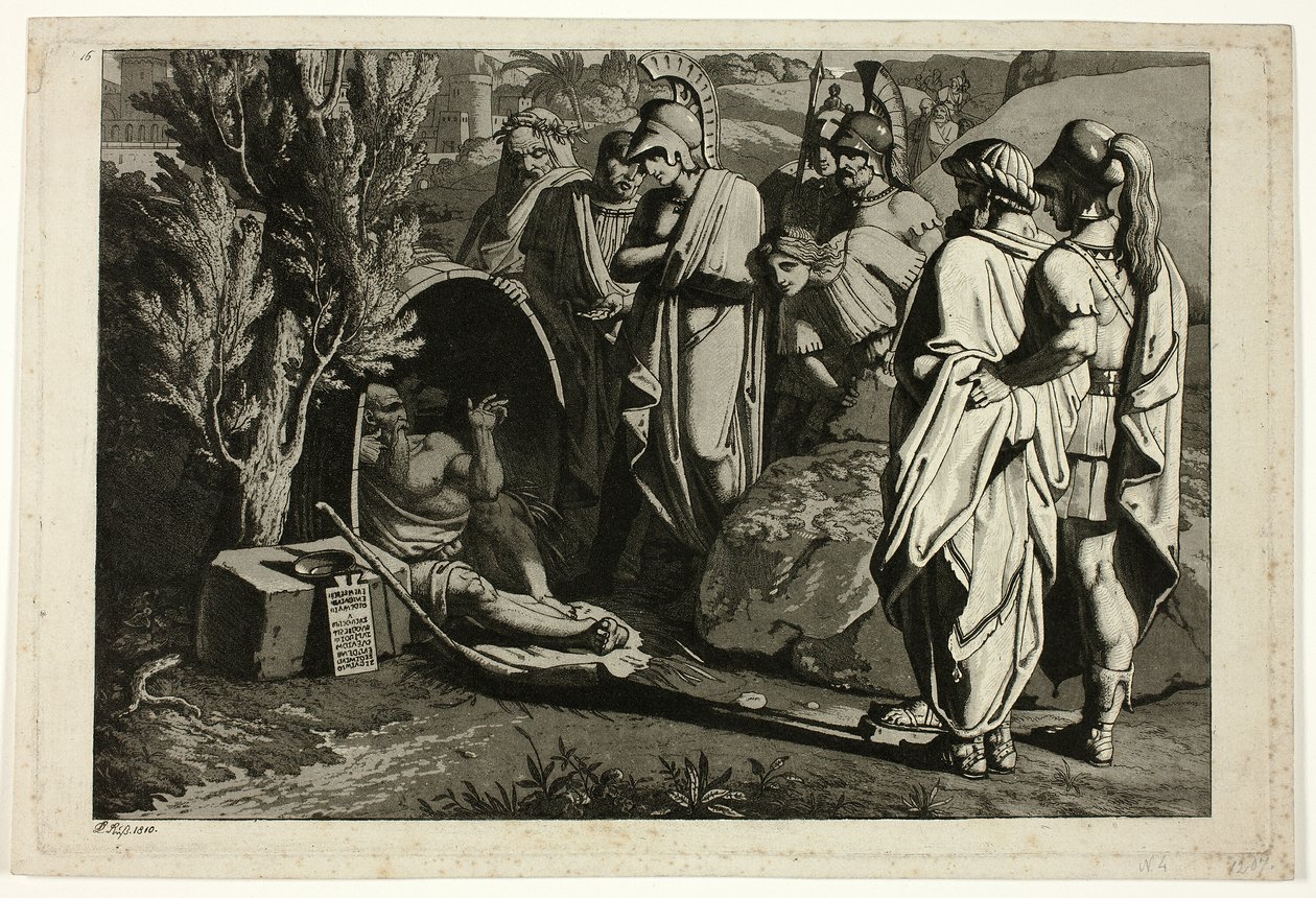 Diogenes ve své vaně s Alexande a jeho generály od Carl Russ