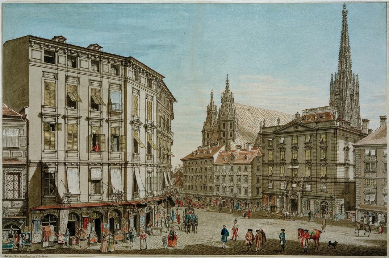Stock-im-Eisen-Platz ve Vídni od Carl Schütz
