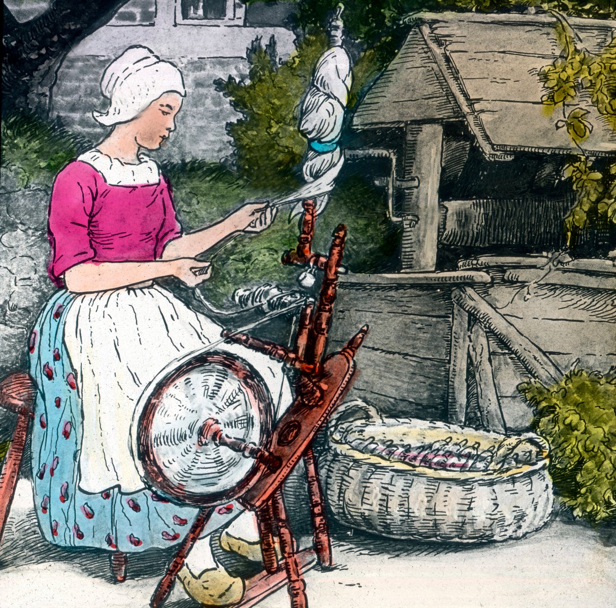 Bratři Grimmové - Pohádky - Matka Hulda. Datum vyobrazení kolem roku 1910. Archiv Carla Simona od Carl Simon
