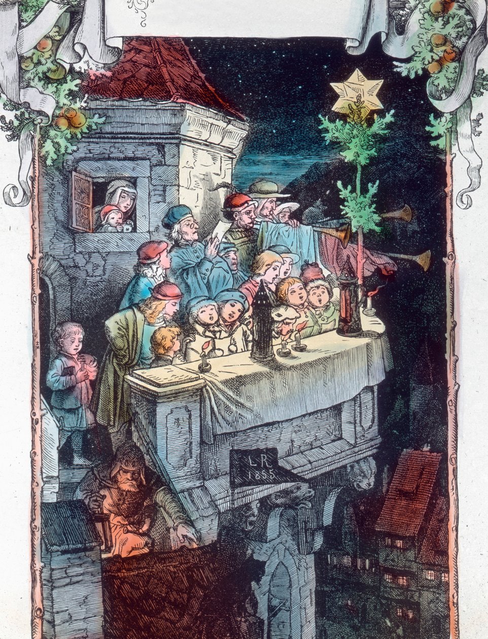 Sláva Bohu na výsostech. Ilustrace německého malíře a grafika Fritze Richtera (1904-1981). Datum vzniku obrázku: kolem roku 1930. Archiv Carla Sinona od Carl Simon