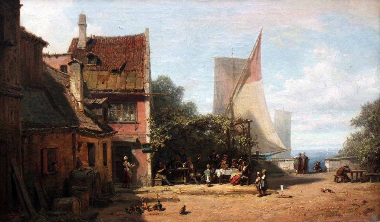 Stará hospoda u jezera Starnberg od Carl Spitzweg