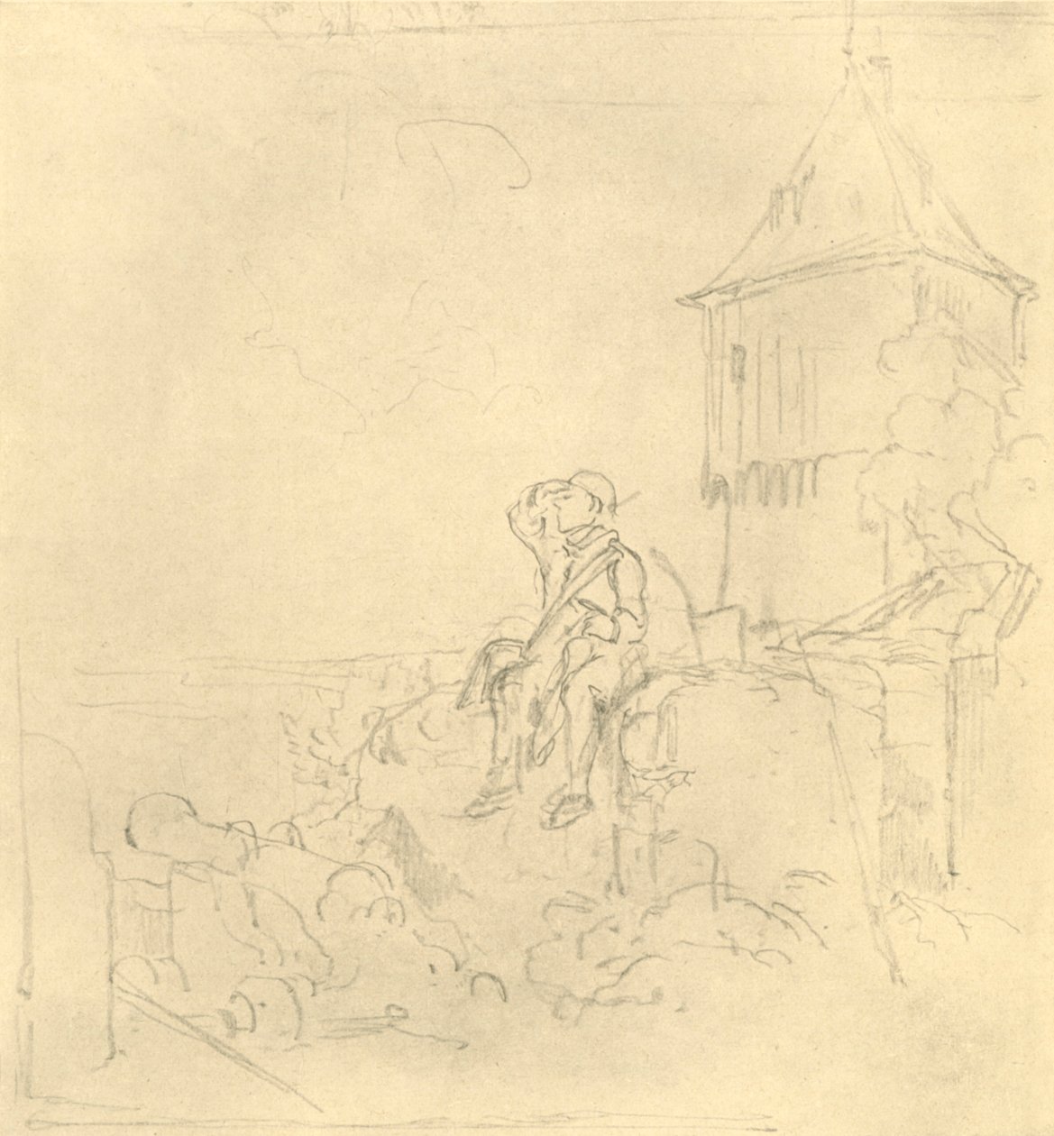 Berdächtiger Rauch, polovina konce 19. století, c1924. od Carl Spitzweg