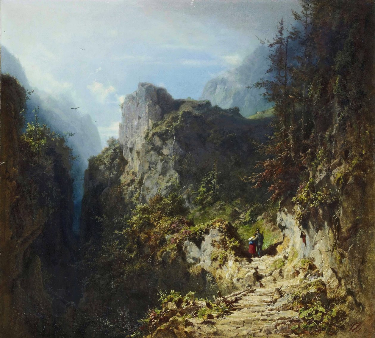 Horská krajina s milenci od Carl Spitzweg