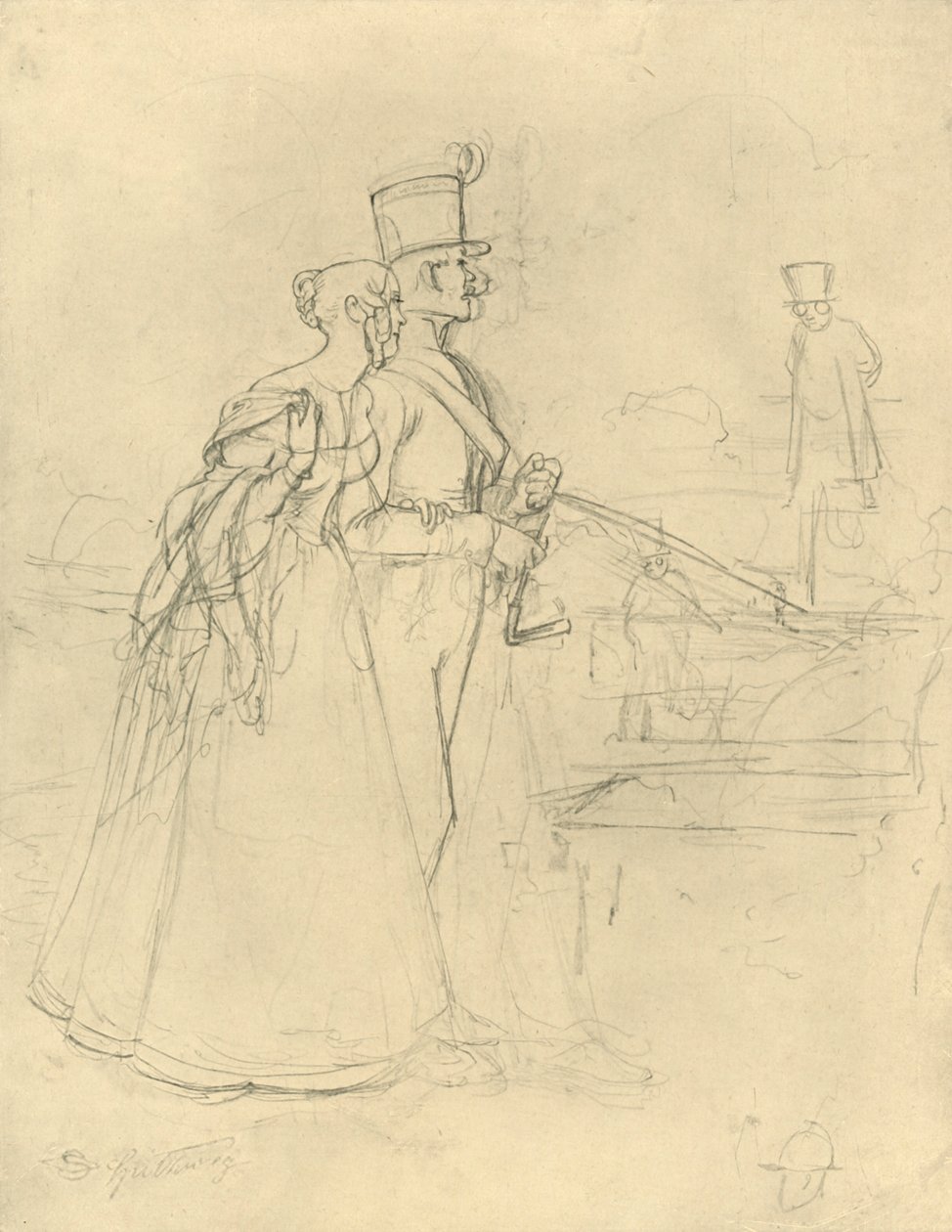 Die Begegnung, polovina konce 19. století, c1924. od Carl Spitzweg