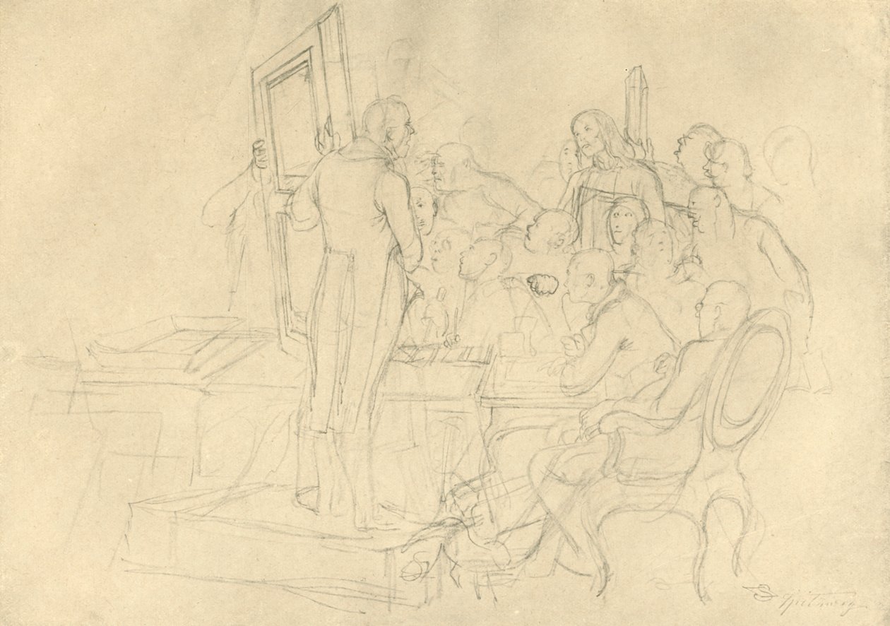 Die Kunstauktion, polovina konce 19. století, c1924. od Carl Spitzweg