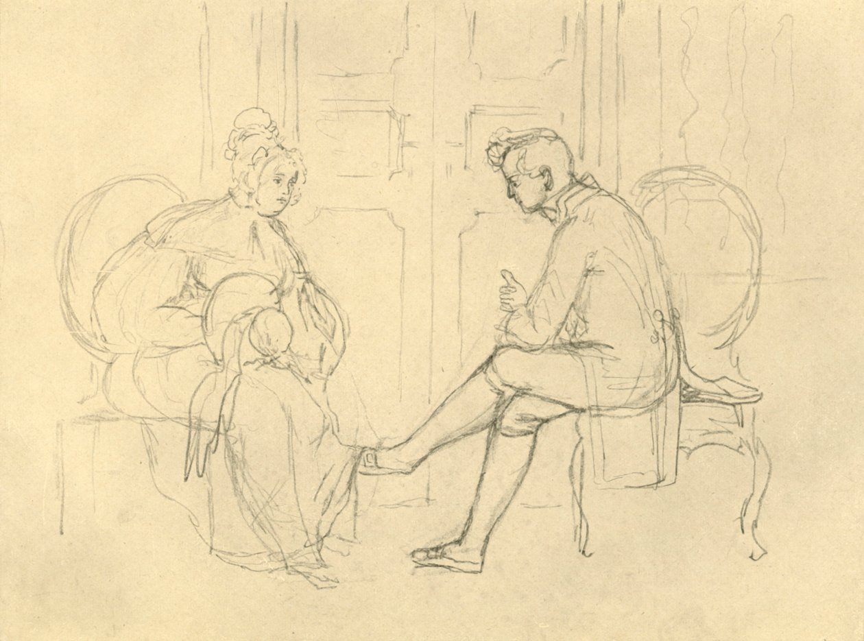 Vážná otázka, polovina konce 19. století, c1924. od Carl Spitzweg