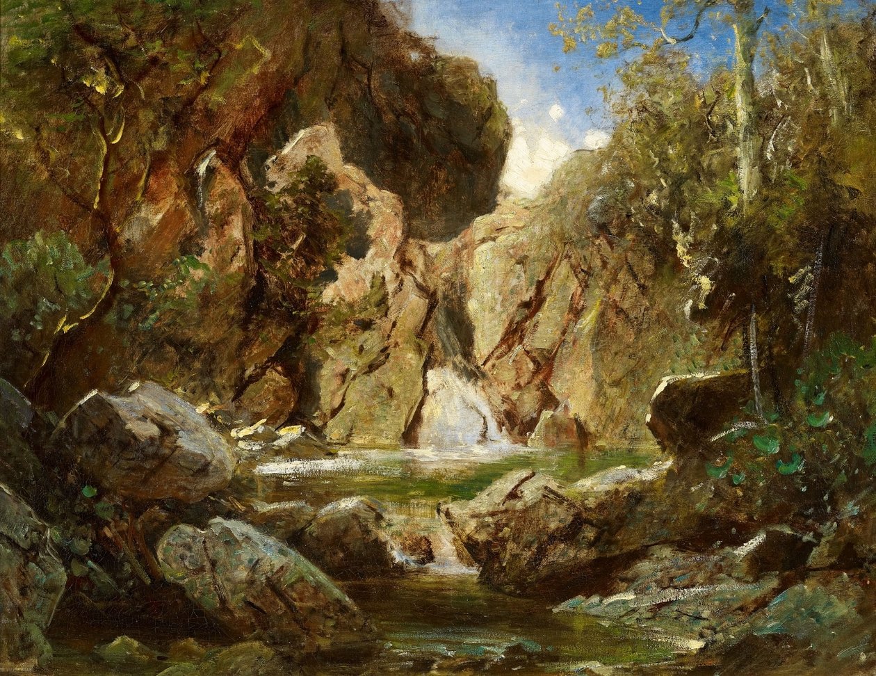 Skalní mísa s bílou vodou od Carl Spitzweg