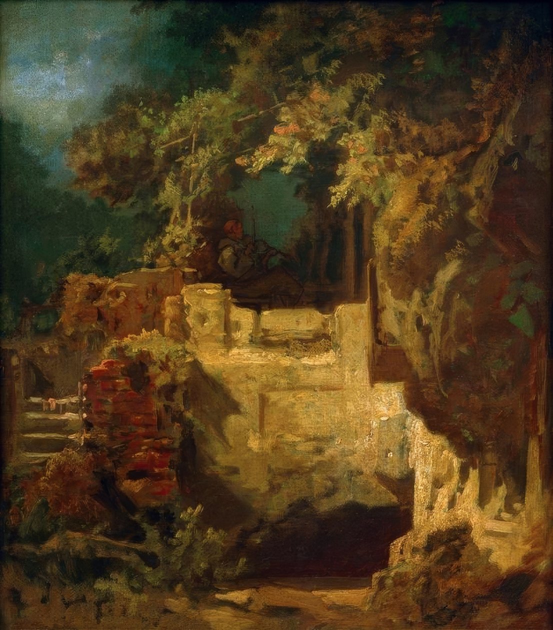 Houslista poustevník ve Felsenklause od Carl Spitzweg