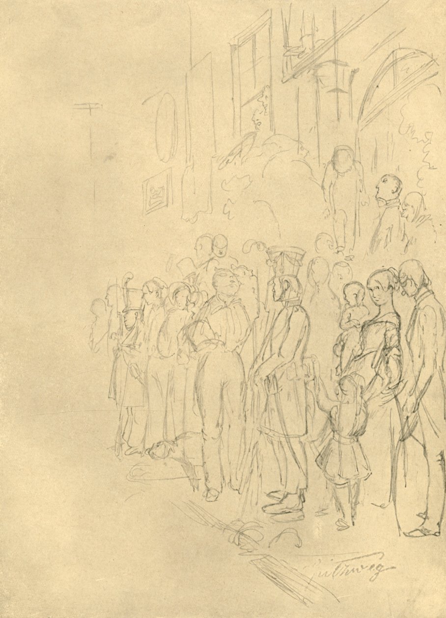 Čekání na průvod, polovina konce 19. století, c1924. od Carl Spitzweg