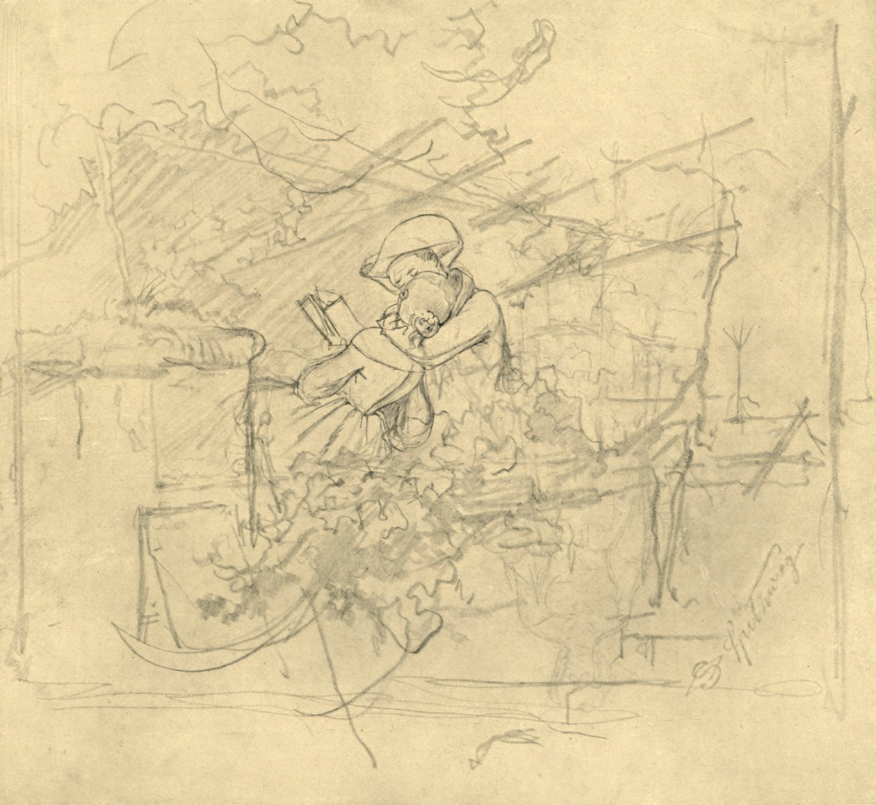 Lektüre, polovina konce 19. století, c1924. od Carl Spitzweg