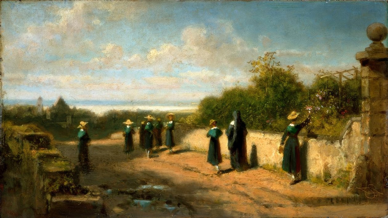 Dívčí internátní škola na procházku od Carl Spitzweg