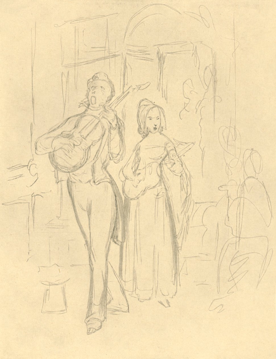 Strassensänger, polovina konce 19. století, c1924. od Carl Spitzweg