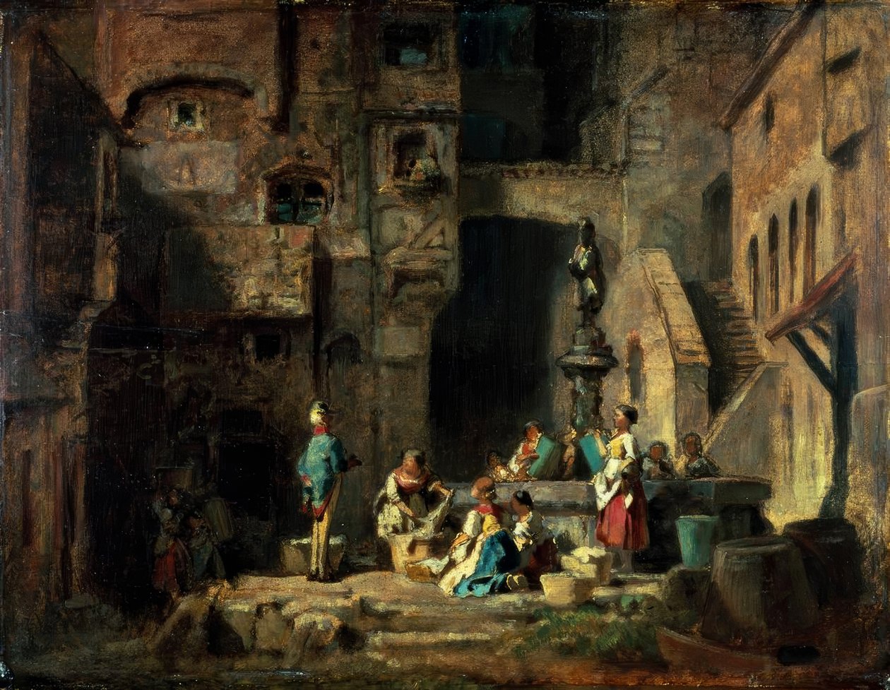 Pračky u studny od Carl Spitzweg
