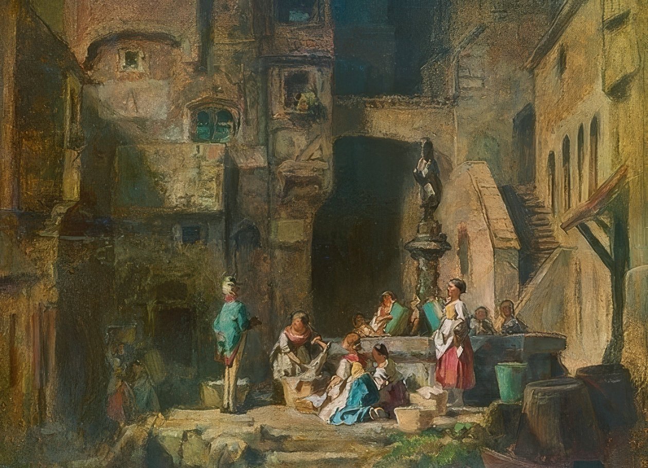 Umývačky u studny. Kolem roku 1882 od Carl Spitzweg