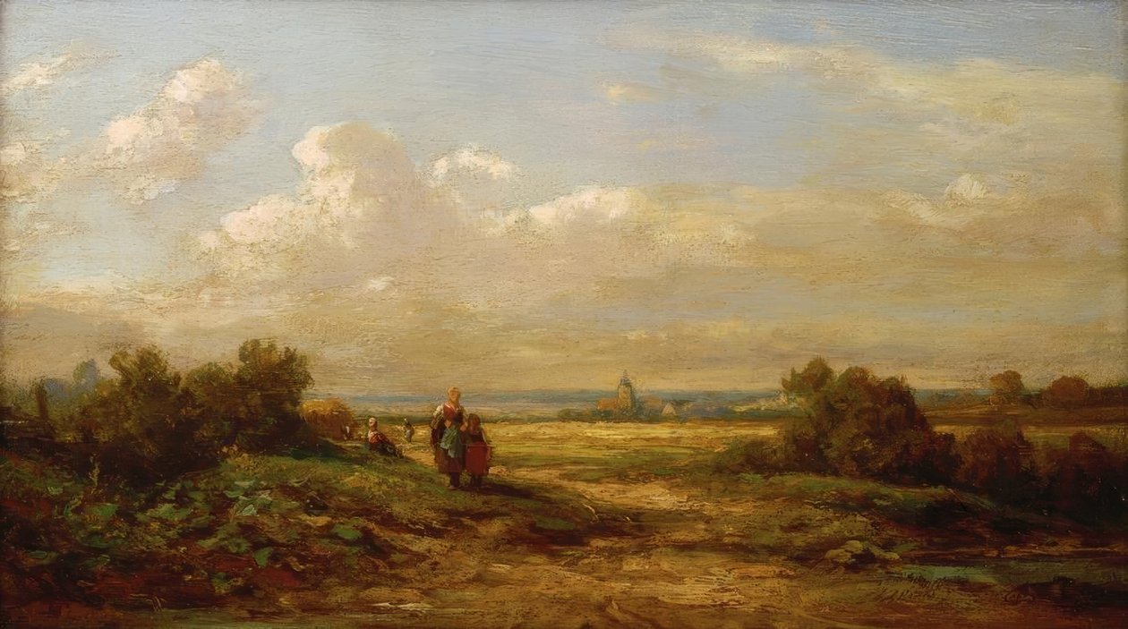 Široká krajina s turisty od Carl Spitzweg
