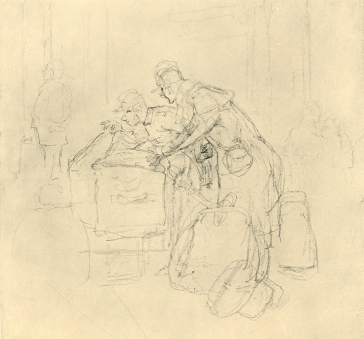 Zollvisitation II, polovina konce 19. století, c1924. od Carl Spitzweg