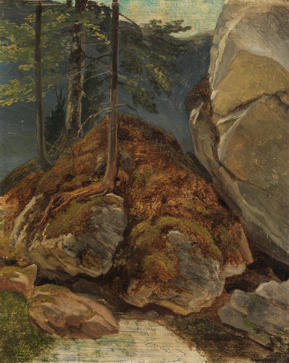 Studie ropy s mechem porostlou horninou od Carl Spitzweg