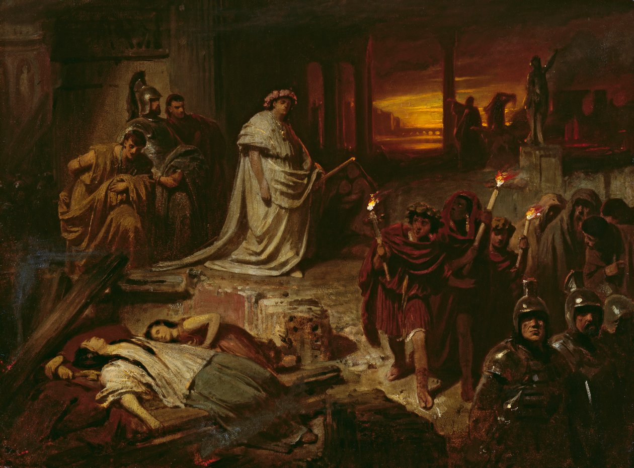 Nero na troskách Říma od Carl Theodor von Piloty