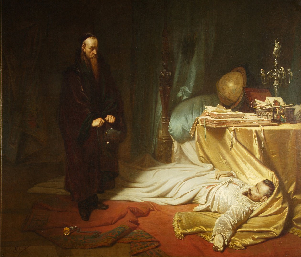 Seni u mrtvého těla Valdštejna, 1855 od Carl Theodor von Piloty