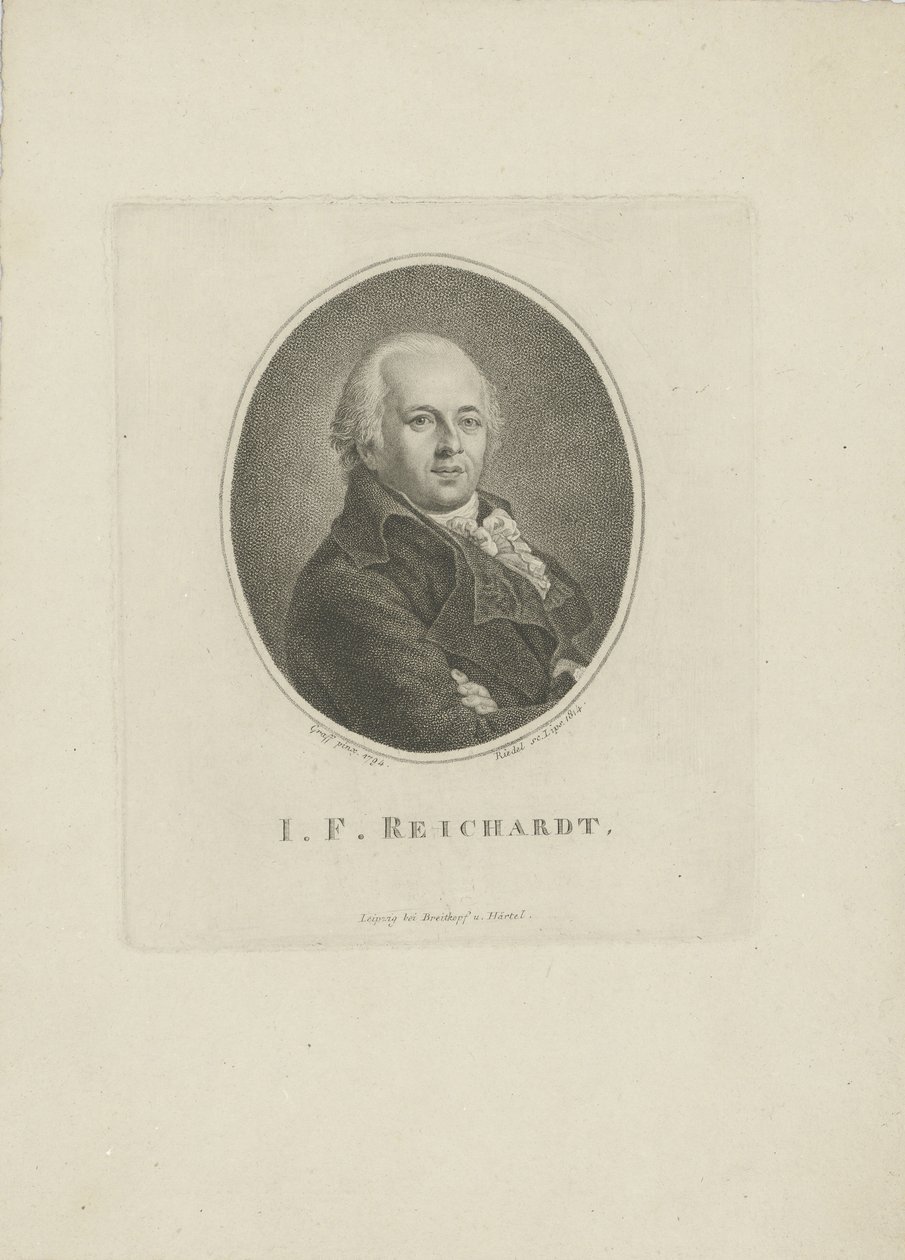 Portrét skladatele Johanna Friedricha Reichardta 1752-1814, 1814. od Carl Traugott Riedel