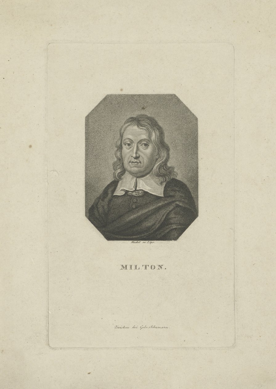 Portrét básníka Johna Miltona 1608-1674, cca 1818-1821. od Carl Traugott Riedel